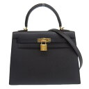 【中古】 エルメス HERMES ケリー25 外縫い 2WAYバッグ ハンドバッグ ショルダーバッグ エプソン ブラック Z刻印 2021年 美品 新入荷 HE...