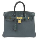 【中古】 エルメス HERMES バーキン25 ハンドバッグ アリゲーター グリーン GP金具 Z刻印 2021年 新入荷 HE0963