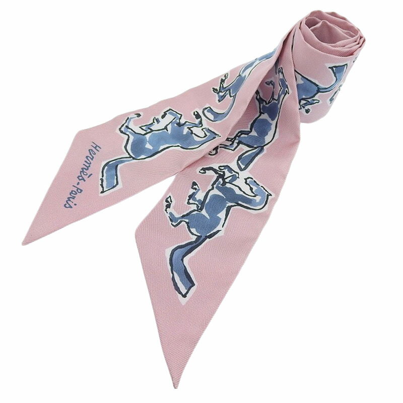 【中古】 エルメス HERMES ツイリー スカーフ シルク ピンク 馬 新入荷 HE0979