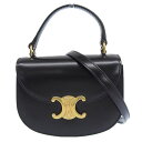 【中古】 セリーヌ CELINE トリオンフ ミニブザス クレア 2WAY ハンドバッグ ショルダーバッグ レザー ブラック 10L063ETZ.38NO 新入...