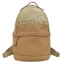 【中古】 ロエベ LOEWE バックパック リュックサック キャンバス/レザー ベージュ 新入荷 OB2190