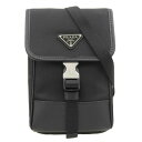 【中古】 プラダ PRADA フォンショルダー スマホケース ショルダーバッグ Re-Nylon/サフィアーノ ブラック 2ZH109 新入荷 OB2213