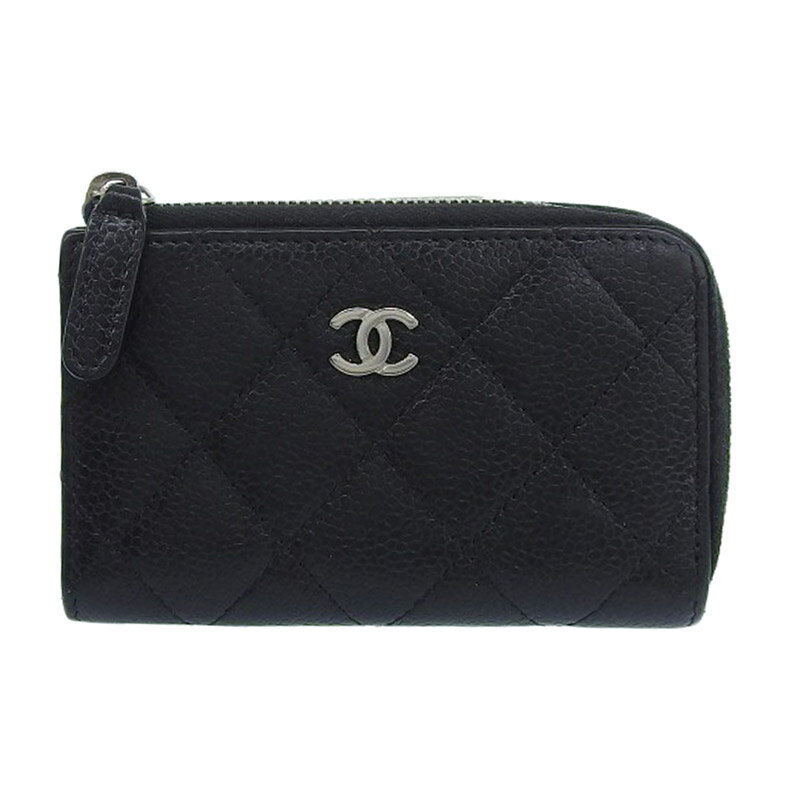 【中古】 シャネル CHANEL マトラッセ コインケース 小銭入れ キャビアスキン ブラック 18番台 新入荷 CH0984