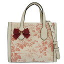 【中古】 グッチ GUCCI GGリボン フラワー柄 2WAY ハンドバッグ ショルダーバッグ キャンバス/レザー ホワイト/ピンク 443089 新入荷 GU...