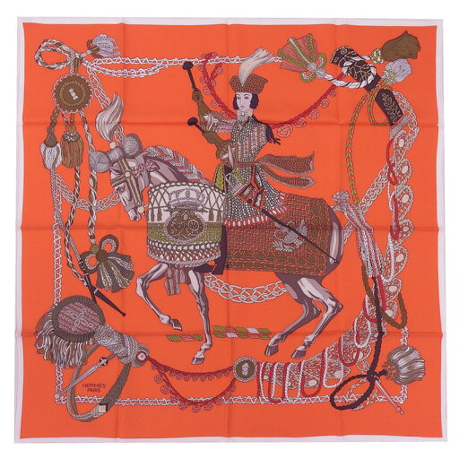 【中古】 エルメス HERMES カレ90 LE TIMBLIER 「ティンパニー奏者」 スカーフ シルク オレンジ 新入荷 HE1009 【中古】 エルメス HERMES カレ90 LE TIMBLIER 「ティンパニー奏者」 スカーフ シルク オレンジ 新入荷 HE1009