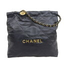 【中古】 シャネル CHANEL シャネル22 スモール ショルダーバッグ シャイニーカーフスキン ブラック 美品 新入荷 CH1008