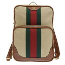 【中古】 グッチ GUCCI シェリー バックパック リュックサック キャンバス レザー ベージュ ブラウン 575063 新入荷 GU0632
