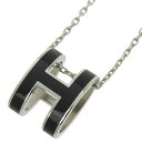 【中古】 エルメス HERMES ポップアッシュ ネックレス ブラック/シルバー色 新入荷 HE1025(4)