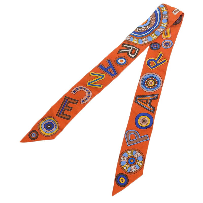 【中古】 エルメス HERMES 24FBG ツイリー スカーフ シルク オレンジ 新入荷 HE1056