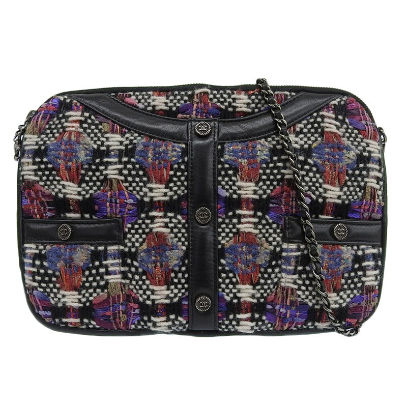 乐天商城 - 【中古】 シャネル CHANEL ガールシャネル ショルダーバッグ チェーンショルダー ツイード レザー ブラック 23番台 新入荷 CH1036