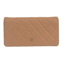 【中古】 シャネル CHANEL ロングウォレット 長財布 ラムスキン サーモンピンク 15番台 新入荷 CH1049
