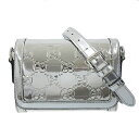 【中古】 グッチ GUCCI ミニGGエンボス ショルダーバッグ レザー シルバー 796006 美品 新入荷 GU0643
