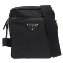 【中古】 プラダ PRADA ショルダーバッグ 斜め掛けショルダー ナイロン/サフィアーノ レザー ブラック 2VH112 新入荷 OB2435