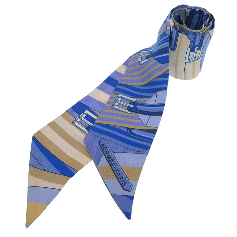 Silk - 【中古】 エルメス HERMES ツイリー スカーフ シルク ブルー系 新入荷 HE1127