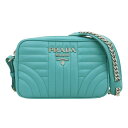 【中古】 プラダ PRADA ダイアグラム 斜め掛け ショルダーバッグ チェーンショルダー レザー グリーン 1BH084 新入荷 OB2569