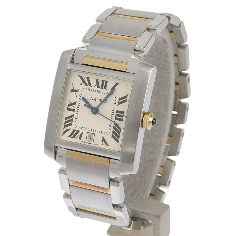 【中古】 カルティエ CARTIER タンクフランセーズLM メンズ 自動巻き 腕時計 SS/YG ホワイト文字盤 W51005Q4 新入荷 CA0486