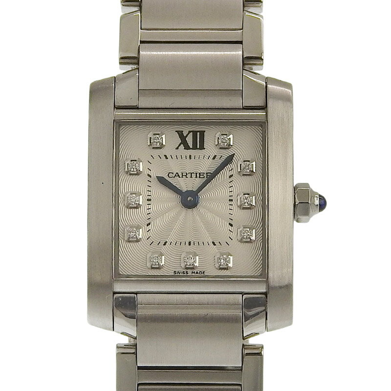 Rakuten - 【中古】 カルティエ CARTIER タンクフランセーズSM レディース クォーツ 腕時計 11Pダイヤモンド SS ホワイト文字盤 WE110006 新入荷 CA0489