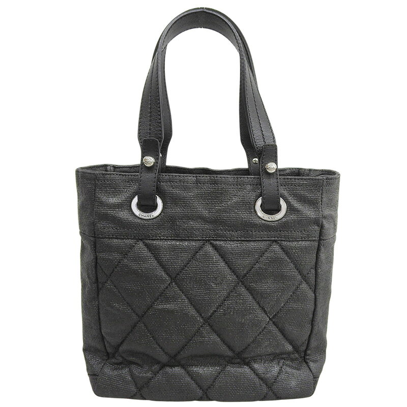 Rakuten - 【中古】 シャネル CHANEL パリビアリッツPM トートバッグ コーティングキャンバス/レザー ブラック 12番台 新入荷 CH1148