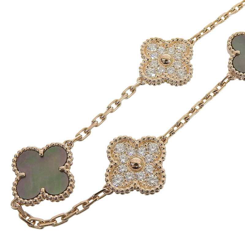 【中古】 ヴァンクリーフ&アーペル VanCleef&Arpels ヴィンテージアルハンブラ グレー マザーオブパール ダイヤ K18RG 新入荷 OBJ0501