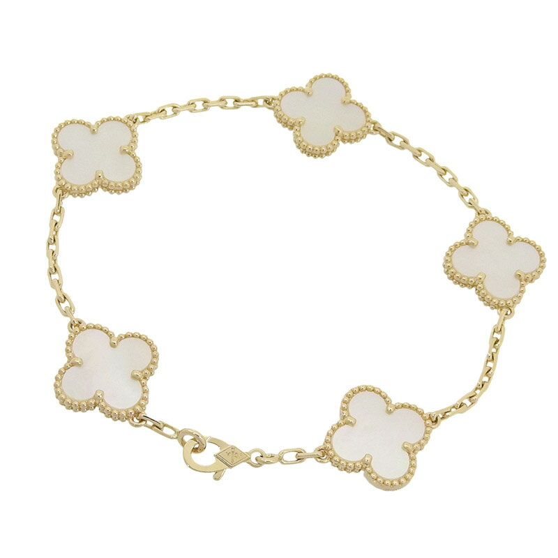 【中古】 ヴァンクリーフ&アーペル VanCleef&Arpels ヴィンテージアルハンブラ ブレスレット ホワイト マザーオブパール K18 新入荷 OBJ0502
