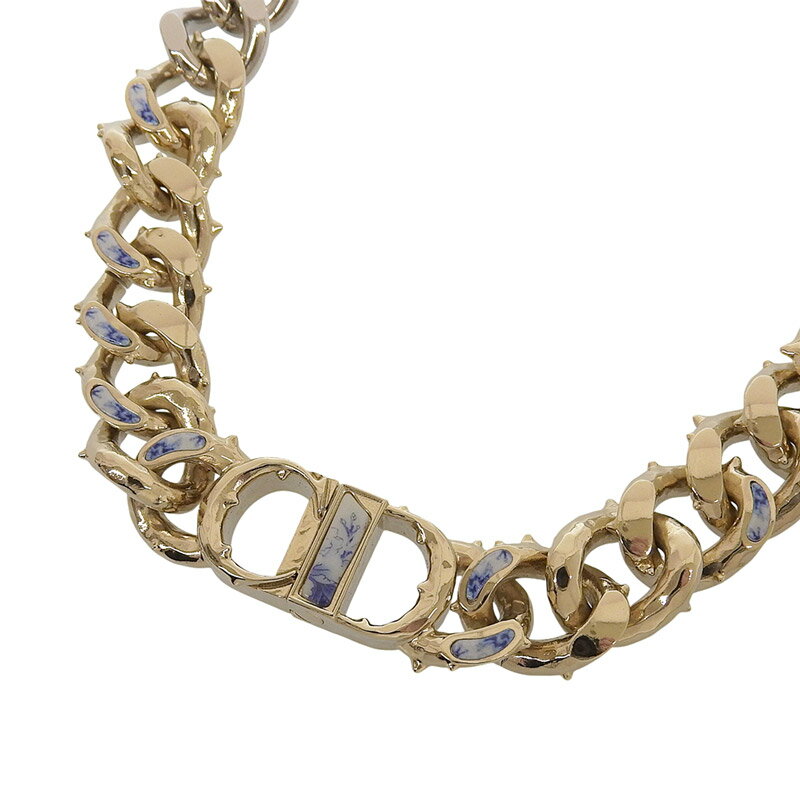 Rakuten - 【中古】 ディオール CHRISTIAN DIOR CD Icon チェーンリンクネックレス いばら バイカラー 新入荷 OBJ0306