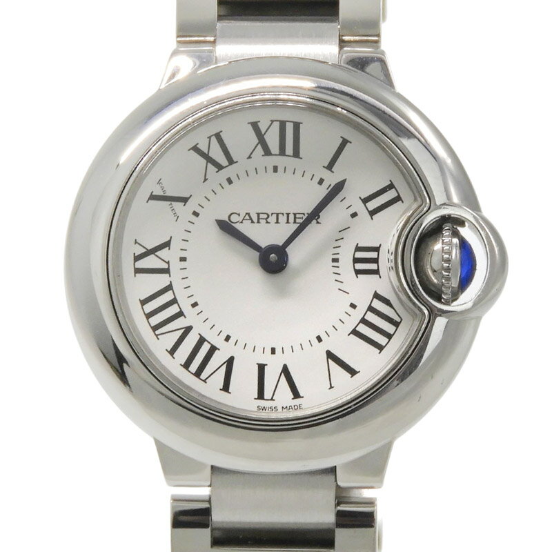 B, F, H, P, V - 【中古】 カルティエ CARTIER バロンブルーSM レディース クォーツ 腕時計 SS ホワイト文字盤 W69010Z4 新入荷 CA0492