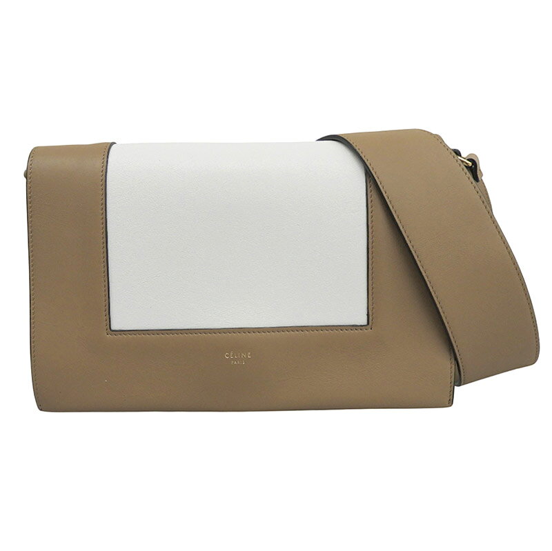 Rakuten - 【中古】 セリーヌ CELINE フレームバッグ ショルダーバッグ レザー ブラウン/ホワイト 新入荷 OB2804