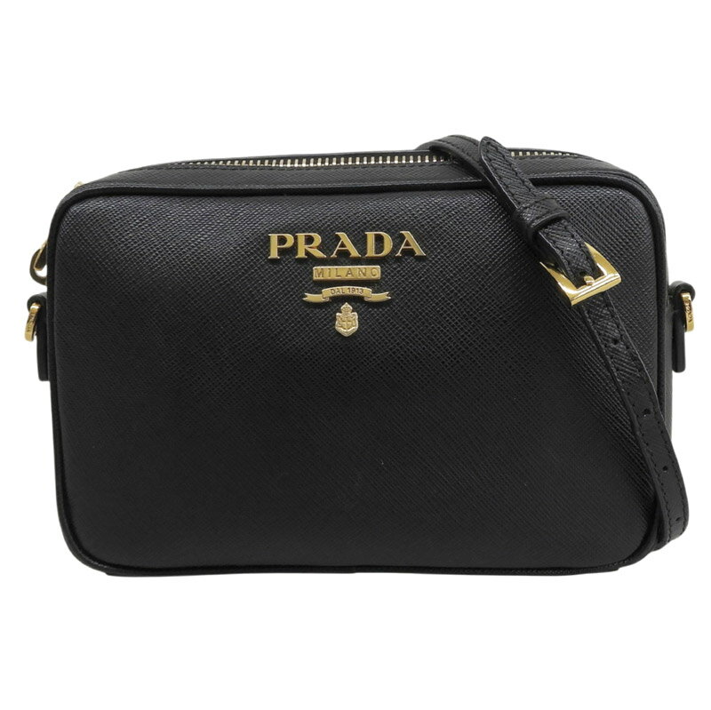 PRADA - 【中古】 プラダ PRADA ショルダーバッグ サフィアーノ レザー ブラック 新入荷 OB2811