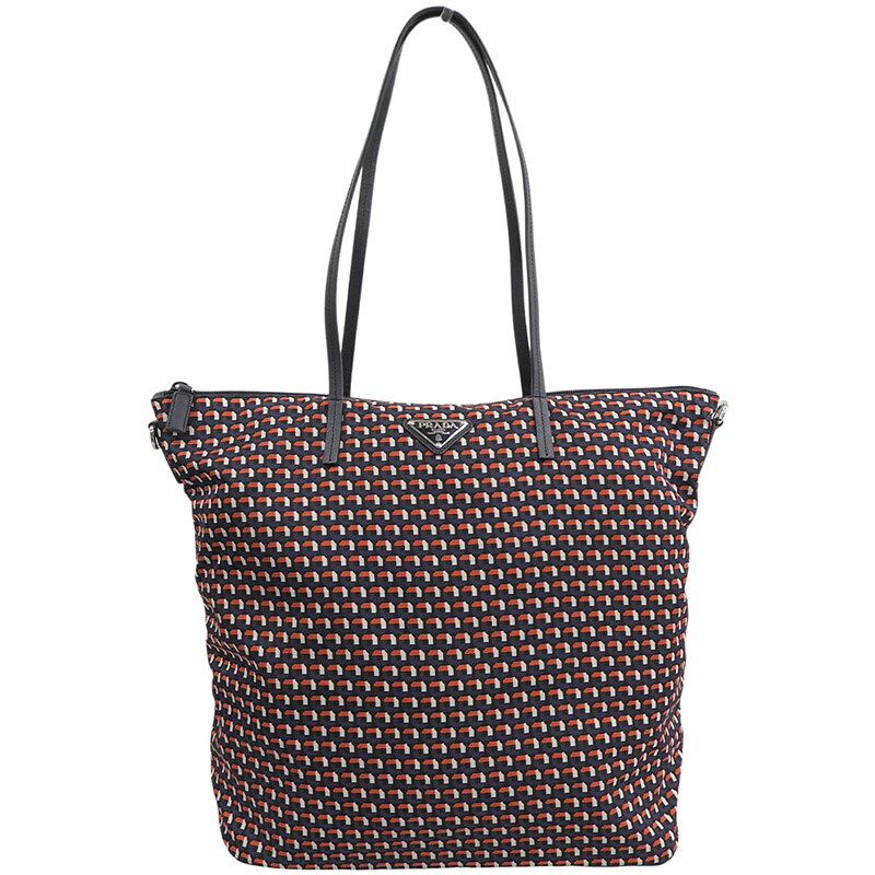 Rakuten - 【中古】 プラダ PRADA トートバッグ ショルダーバッグ ナイロン レザー ネイビー レッド 1BG189 新入荷 OB2864