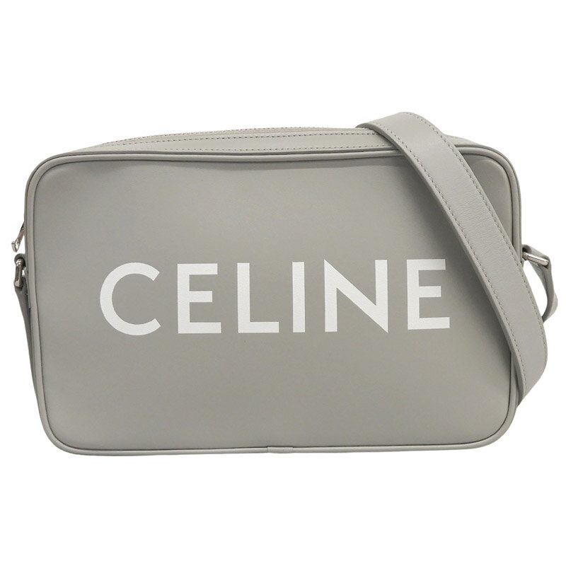 Rakuten - 【中古】 セリーヌ CELINE ミディアムメッセンジャー ロゴ ショルダーバッグ レザー グレー 新入荷 OB2865