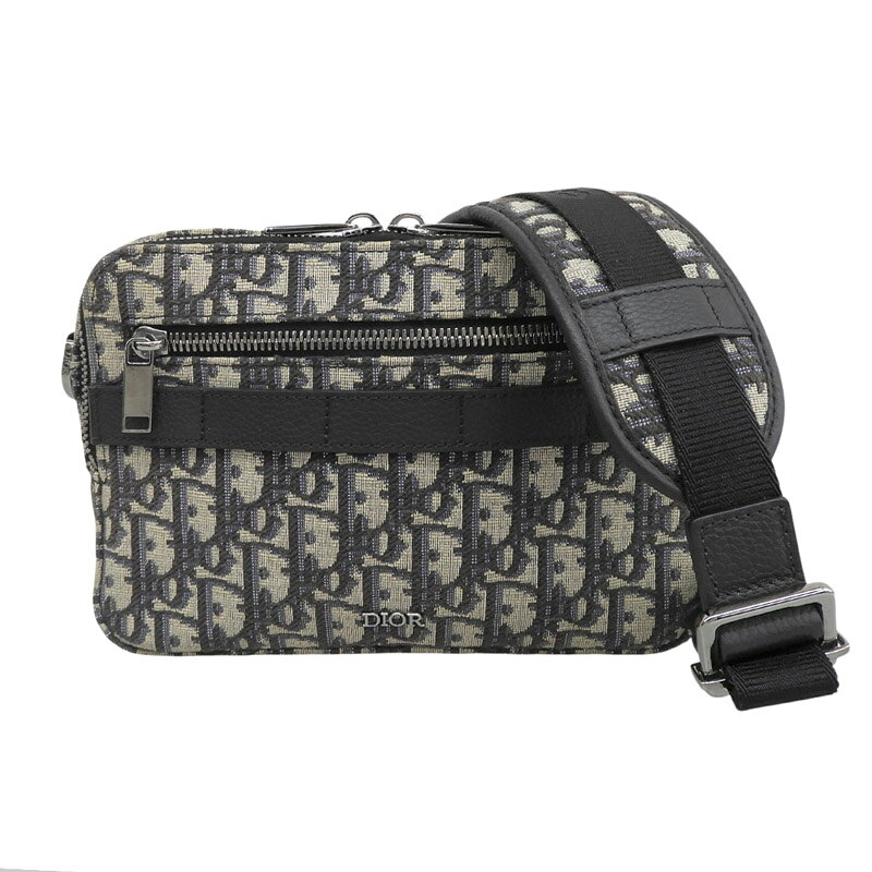 乐天商城 - 【中古】 ディオール CHRISTIAN DIOR トロッター ショルダーバッグ キャンバス/レザー ベージュ/ネイビー 新入荷 OB2875