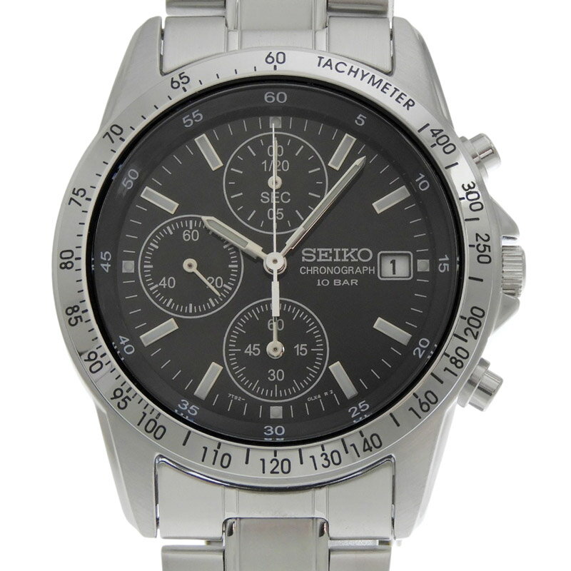 樂天商城 - 【中古】 セイコー SEIKO メンズ クォーツ クロノグラフ 腕時計 SS ブラック文字盤 SBTQ041 美品 新入荷 OW0498