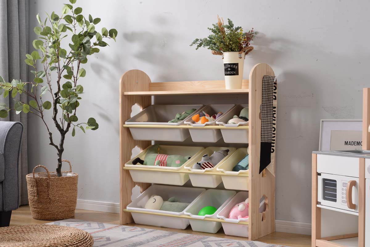 おもちゃ収納ラック4段 棚 おもちゃ箱 絵本ラック 絵本棚 おもちゃ収納 子供用 本棚 木製 子ども用家具 天然木 マガジンラック おもちゃラック トイラック トイボックス