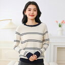 ボーダーニット ベージュ ネイビー 紺 M L XL 2XL LL セーター ニット トップス 3Lレディースファッション(4)