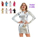 レザードレス ワンピース レディースダンス衣装 レディース ショートPUドレス ストレッチ 細身ドレス スリム タイトドレス 光沢あり DS ダンス衣装 セクシ...