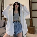 夏 パーカー ゆったり ラッシュガード UVカットパーカー 体型カバー レディース 冷房対策 UVカット 薄手 シンプル 紫外線対策 日焼け止め フード付き ラッシュパーカー 夏用 春(4)