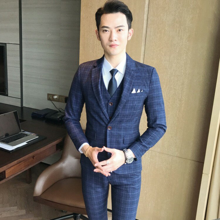 スーツ メンズ おしゃれ オシャレ ビジネス スリーピース 3点セット フォーマル 結婚式 チェック カジュアルスーツ 細身 2194 かっこいい 通勤