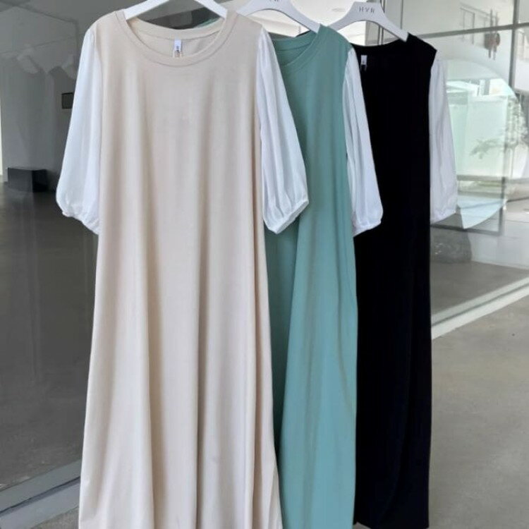 重ね着風 ワンピース レディース 5分袖 ドッキング 春夏秋 上品 カジュアル 通勤 旅行 女子会 お出かけ 母の日 プレゼント 30代 40代 50代 60代 ブラック オシャレ シニア