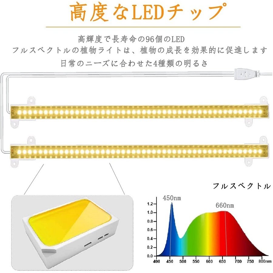 植物育成ライト 40w LED 植物ライト 室内栽培ランプ 省エネ 低消耗 タイミング定時機能 4段階調光 フルスペクトル 日照不足解消 多肉植物育成 水耕栽培ランプ 家庭菜園 室内園芸 水草栽培