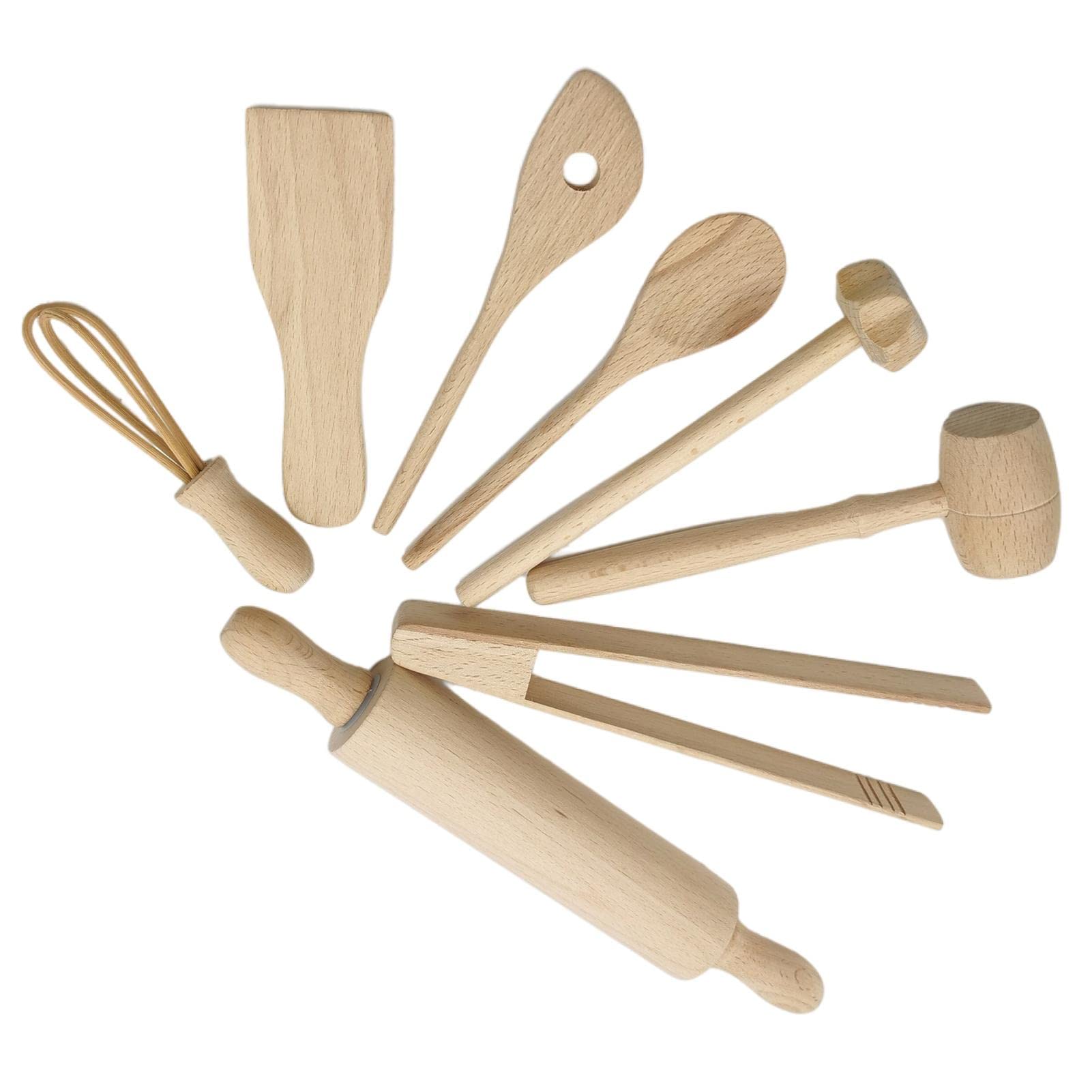 おままごと キッチン 8pcs 木製 キッチンセット キッズクッキングツールウッド めん棒 泡だて器 ミートハンマー パン パスタ 餃子 ピザ お菓子作り 製菓道具 キッズ 子供用 キッチンごっこ遊び お料理 ゲーム 調理器具 ふり遊びおもちゃ子供用おもちゃ