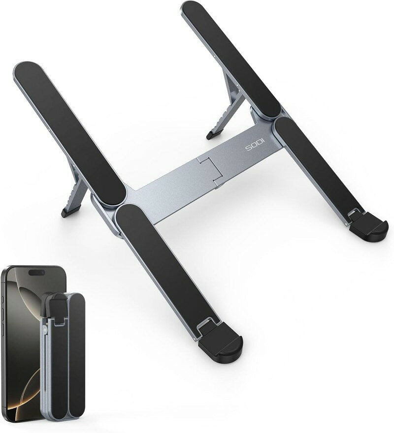 ノートPCスタンド 折りたたみ 超軽量 185g 6段階高さ調整 収納ケース付き