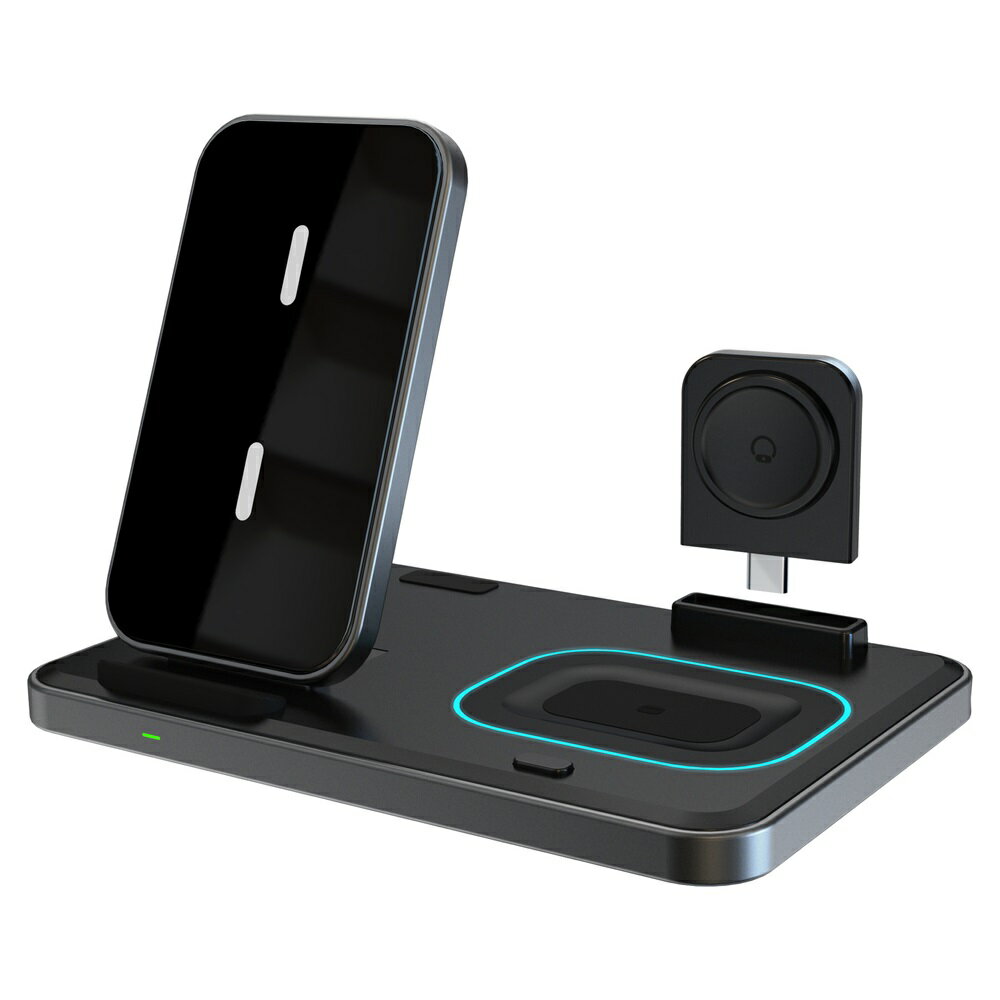 【3in1ワイヤレス充電器】15W急速充電 折りたたみ式 スマホ・Apple Watch・AirPods同時充電対応 MagSafe対応 スタンド型 iPhone16/15/14/13/12各機種対応 軽量コンパクト 持ち運び便利