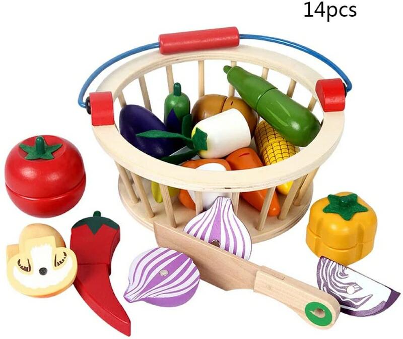 おままごとキッチン木製野菜や果物マグネット式遊びセットごっこ遊び二人遊びセット知育玩具子どもの誕生日プレゼントバスケット付き