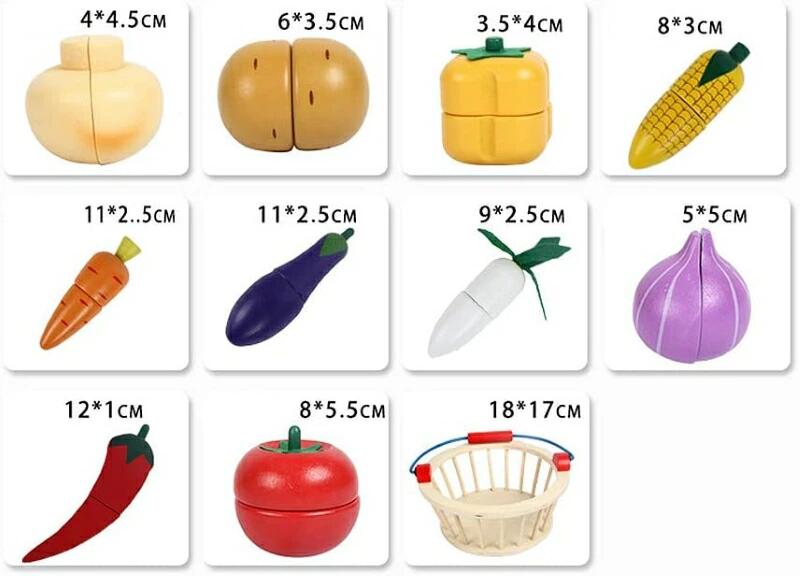 おままごとキッチン木製野菜や果物マグネット式遊びセットごっこ遊び二人遊びセット知育玩具子どもの誕生日プレゼントバスケット付き
