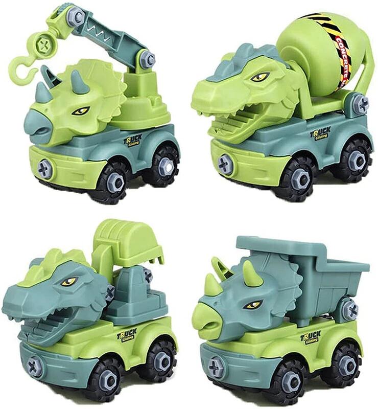 恐竜の車のおもちゃを分解して組み立て、おもちゃの掘削機を分解し、ねじ工学車両を組み立てることができます。男の子と女の子のためのおもちゃ、おもちゃのギフトを学びます。