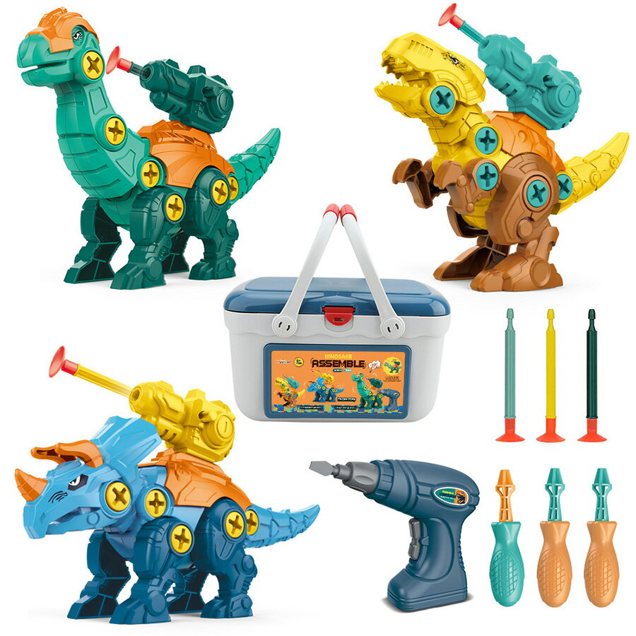 FlyCreat 恐竜 おもちゃ 組み立て 子ども 大工さんごっこ おもちゃ DIY恐竜立体パズル 電動ドリルおもちゃ おままごと室内ゲーム 組み立ておもちゃ 男の子 女の子 子供 知育玩具 立体パズル
