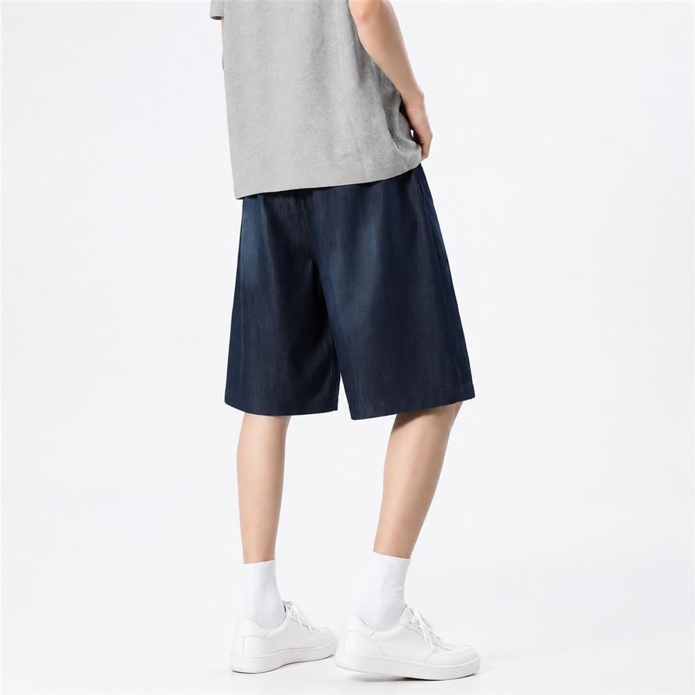 Rakuten - ハーフパンツ メンズ ショートパンツ ワイド 短パン 五分丈 デニム風 調整紐付き ゆったり カジュアル 大きいサイズ ストリート 夏 通気性 快適 ボトムス