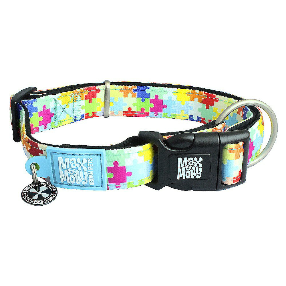 【訳あり】マックスアンドモーリー 犬用首輪 スマートIDタグ付き パズル L 犬 首輪 おしゃれ 迷子札 ID..