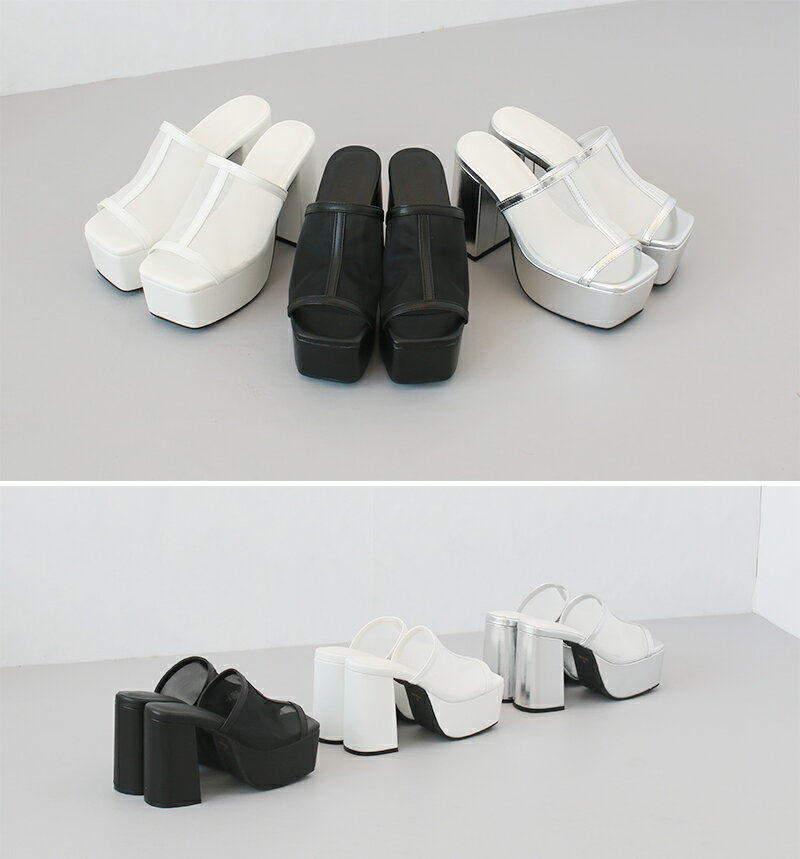 チュール 厚底 チャンキーヒール 12cm ハイヒール ドレス ミュール サンダル オープントゥ 結婚式 パーティ キャバ嬢 レディース クラブ le-8058 3