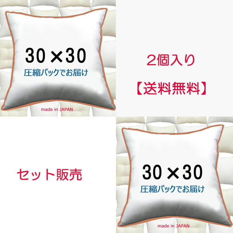 【2個セット販売】【送料無料】ヌードクッション 30×30cm クッション本体 クッション中身クッション中材 Pillow Inse…